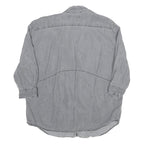 ZARA Womens Grey Basic Shirt 3/4 Sleeve Collared Cotton Blend M Casual