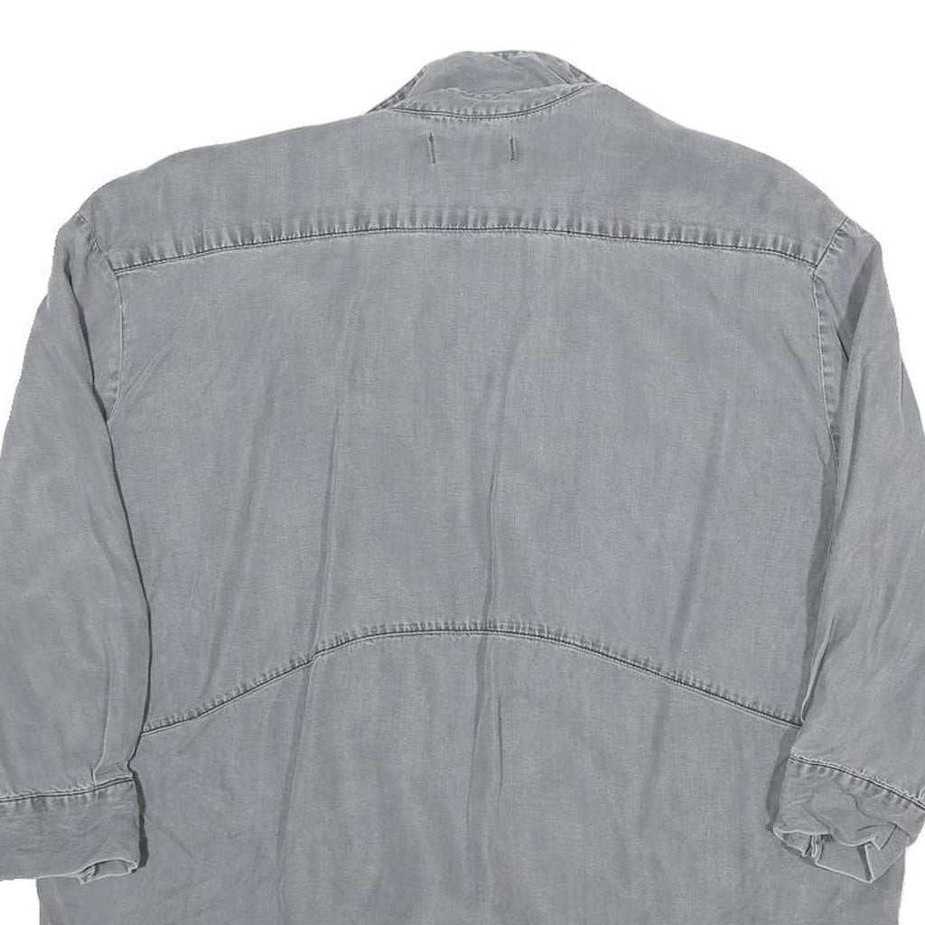 ZARA Womens Grey Basic Shirt 3/4 Sleeve Collared Cotton Blend M Casual