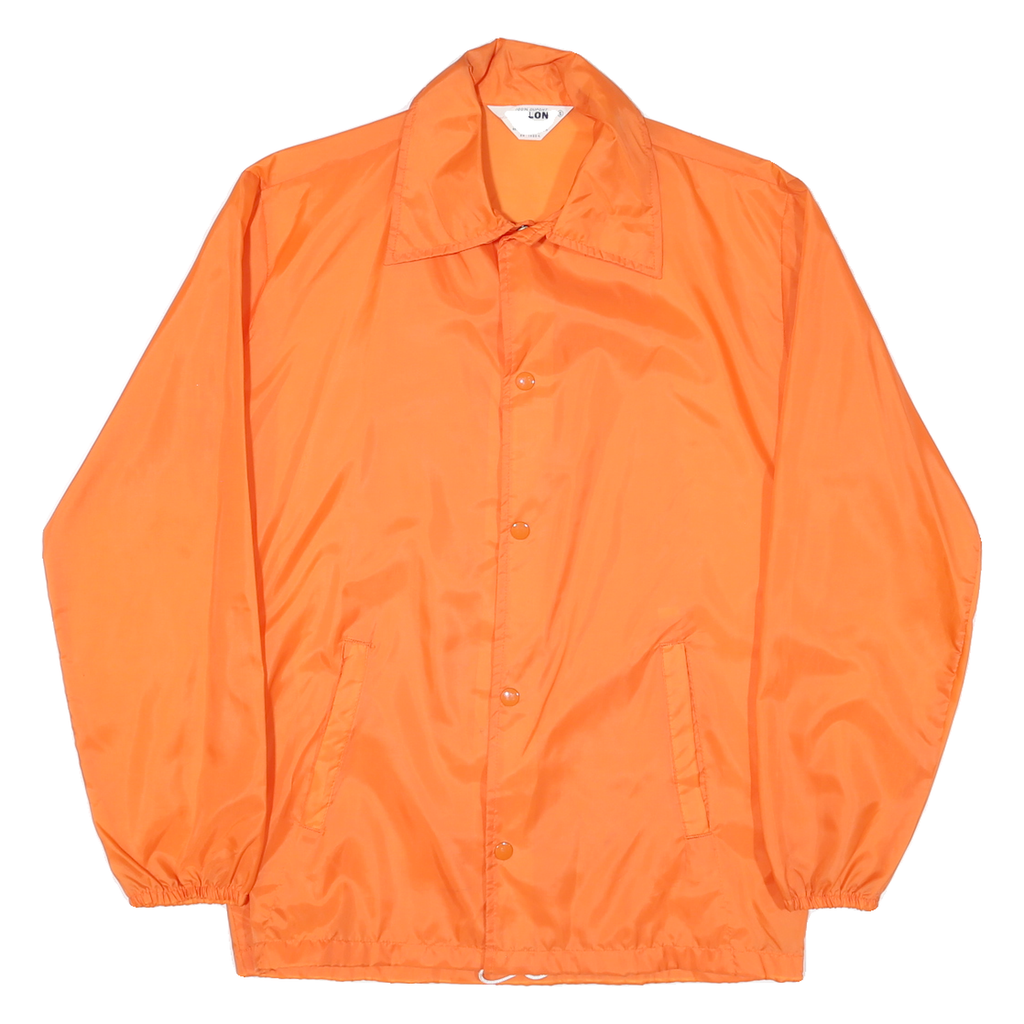 Womens Orange Nylon Button Jacket S Plain Lightweight Casual Outerwear
