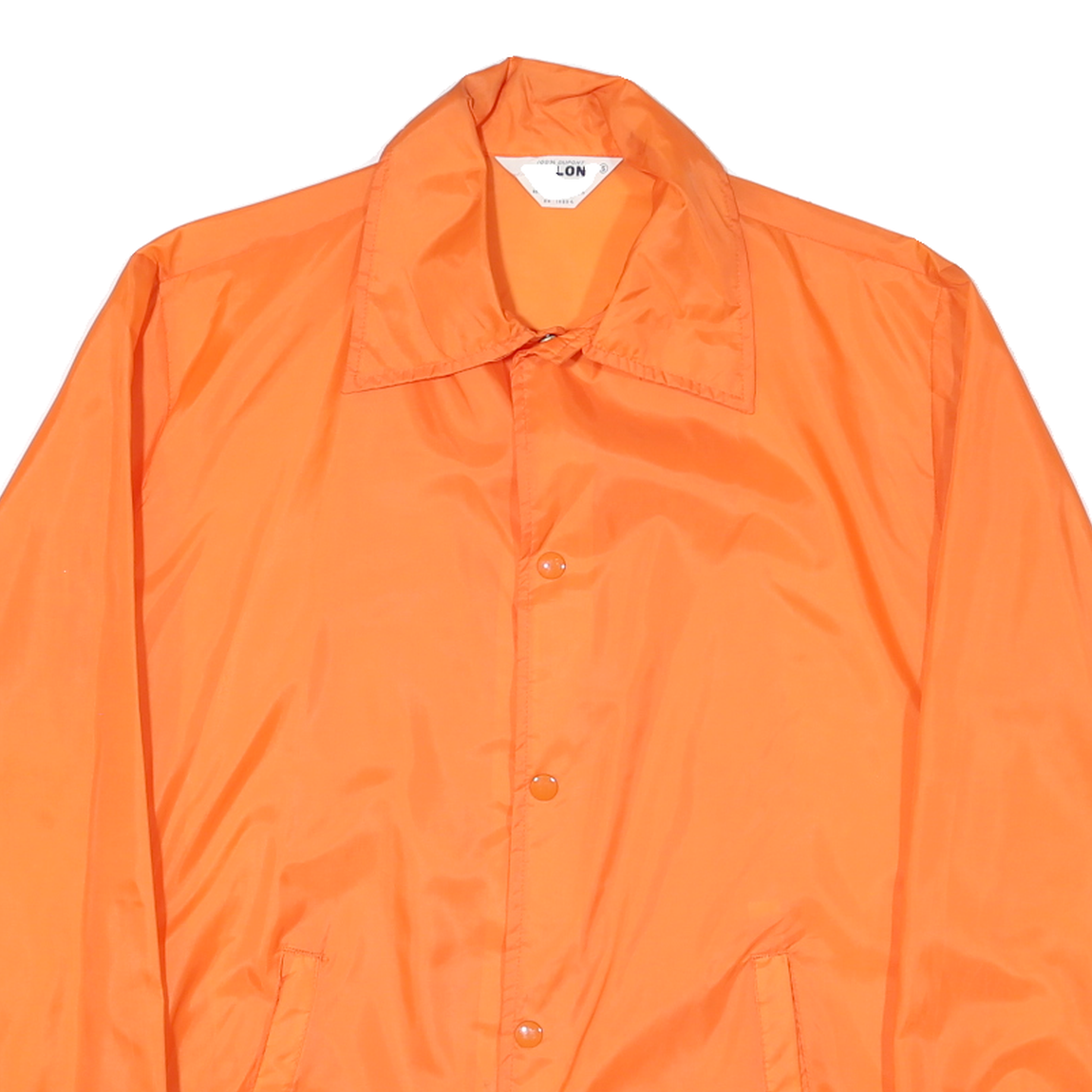 Womens Orange Nylon Button Jacket S Plain Lightweight Casual Outerwear