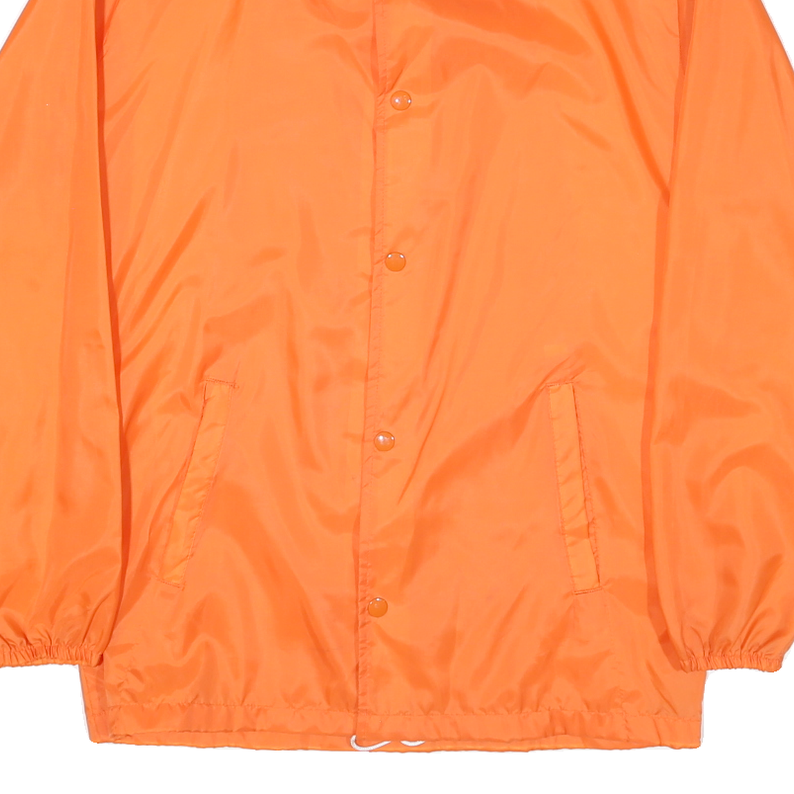 Womens Orange Nylon Button Jacket S Plain Lightweight Casual Outerwear