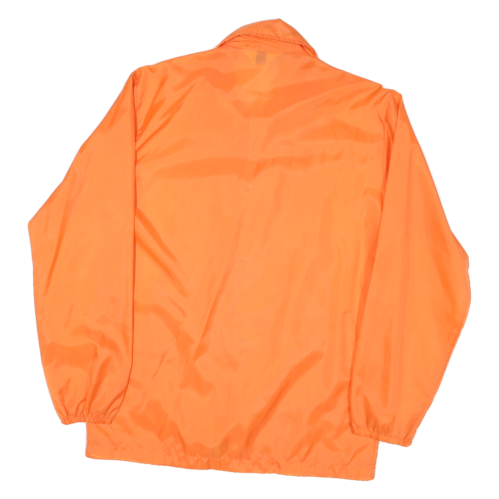 Womens Orange Nylon Button Jacket S Plain Lightweight Casual Outerwear