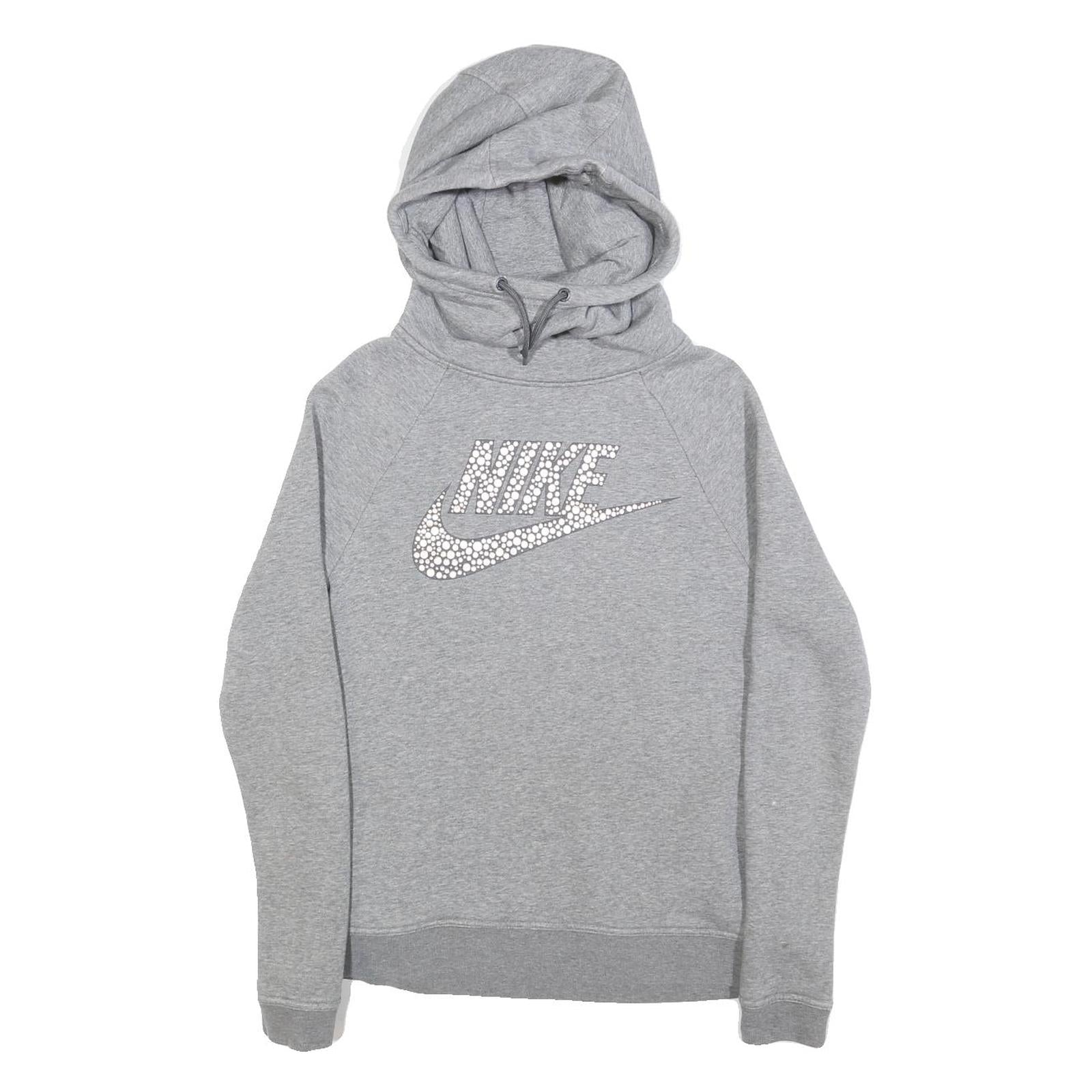 NIKE Womens Grey Hoodie S Cotton Blend Pullover Casual Sportswear