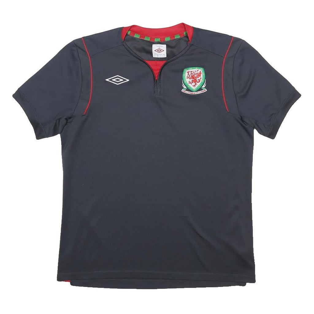 UMBRO Mens Black Wales 2011-12 Away Football Crest T-Shirt M Short Sleeve