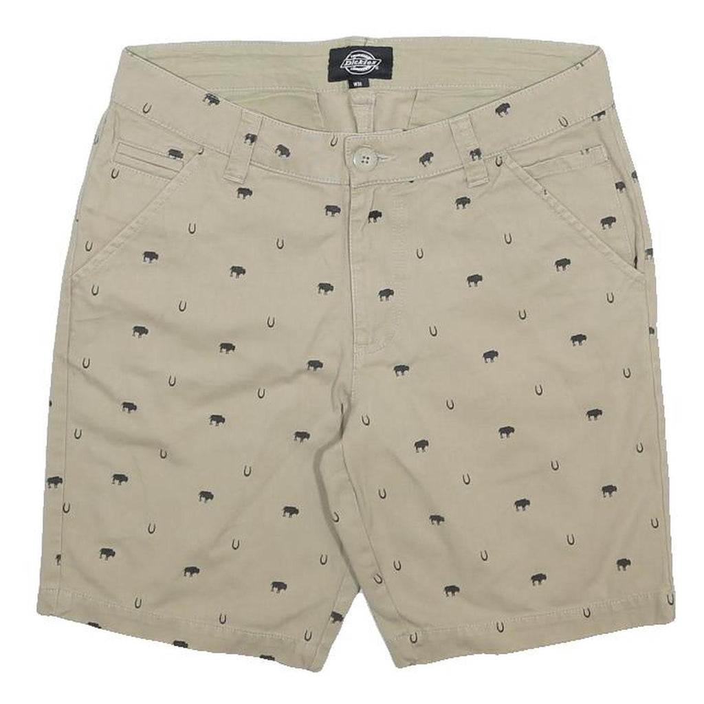 DICKIES Mens Shorts Beige Buffalo & Horseshoe Pattern Casual M W31 Summer Wear