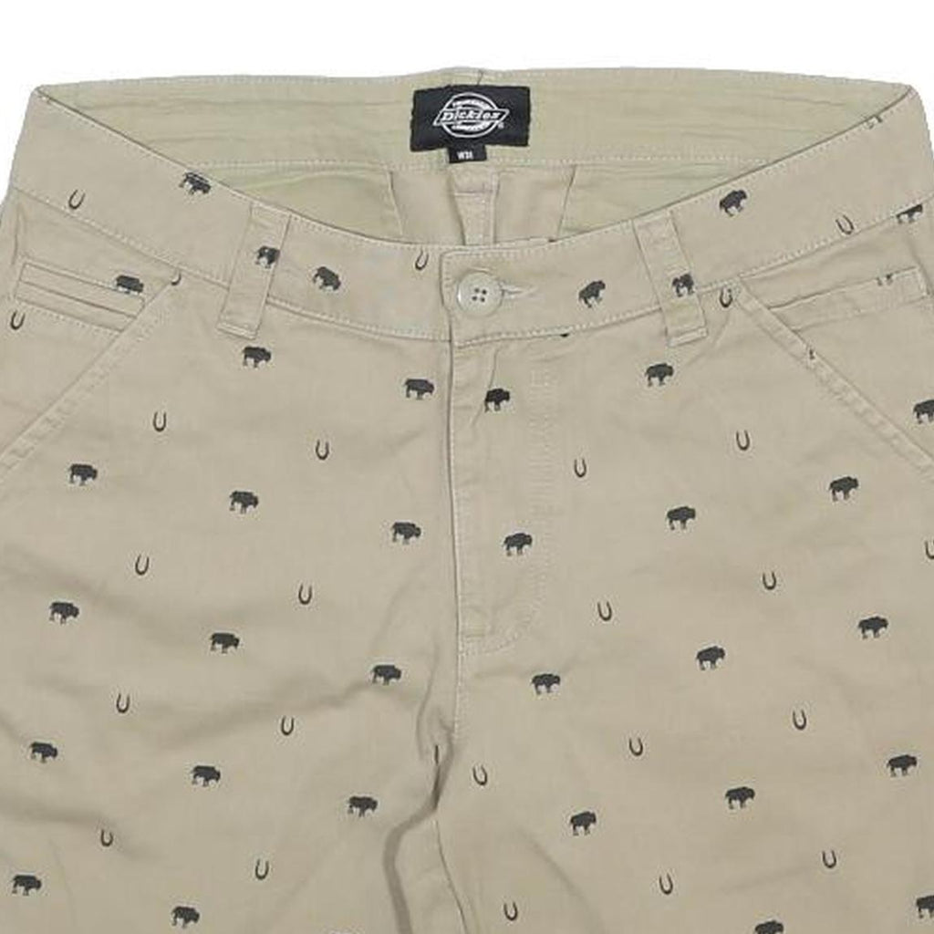DICKIES Mens Shorts Beige Buffalo & Horseshoe Pattern Casual M W31 Summer Wear