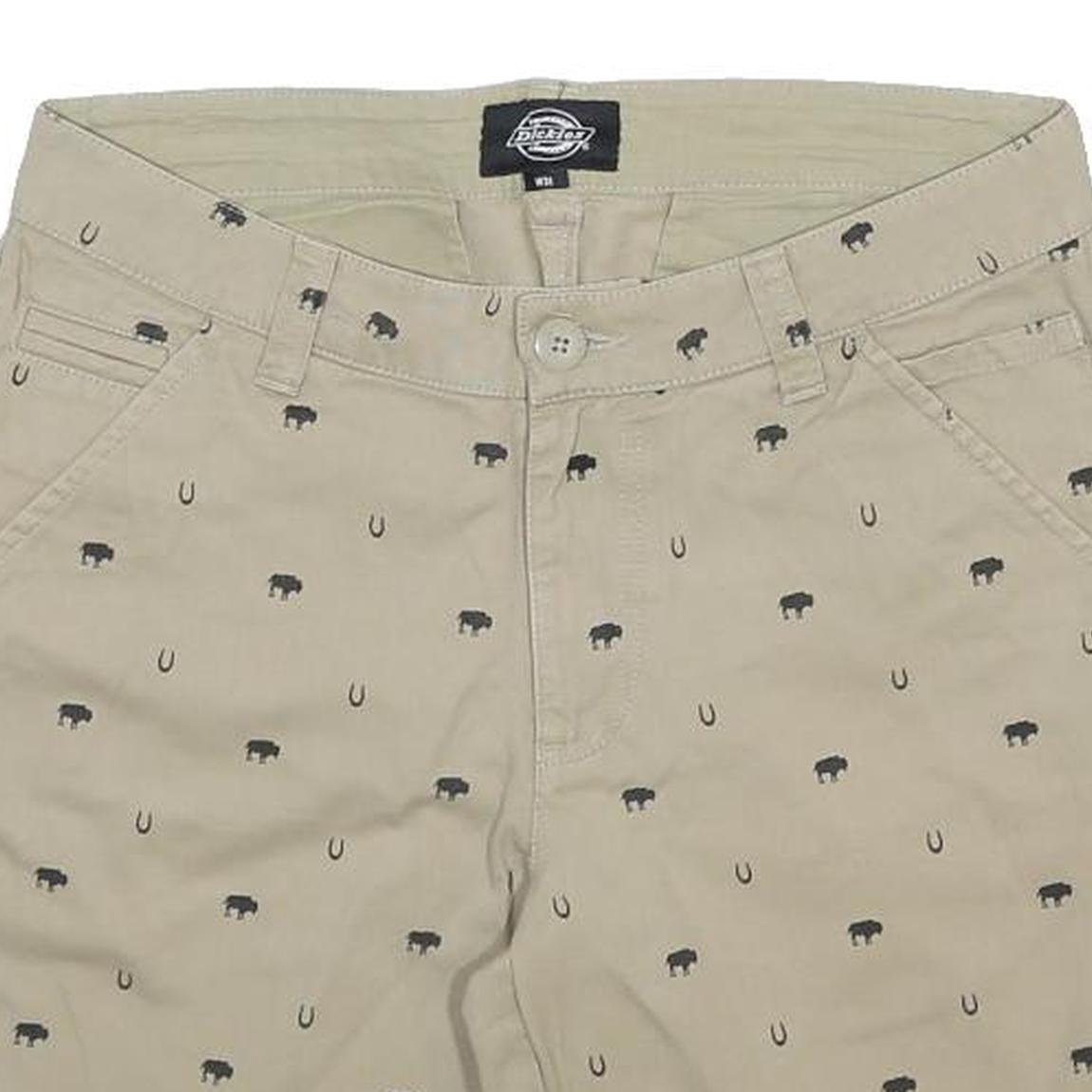DICKIES Mens Shorts Beige Buffalo & Horseshoe Pattern Casual M W31 Summer Wear