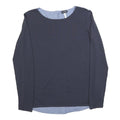 ARMANI JEANS Womens Navy Blue & Light Blue Round Neck Long Sleeve Top M Button