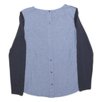 ARMANI JEANS Womens Navy Blue & Light Blue Round Neck Long Sleeve Top M Button