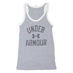 UNDER ARMOUR Mens Grey & White Graphic Vest XS Sleeveless Crew Neck Sports