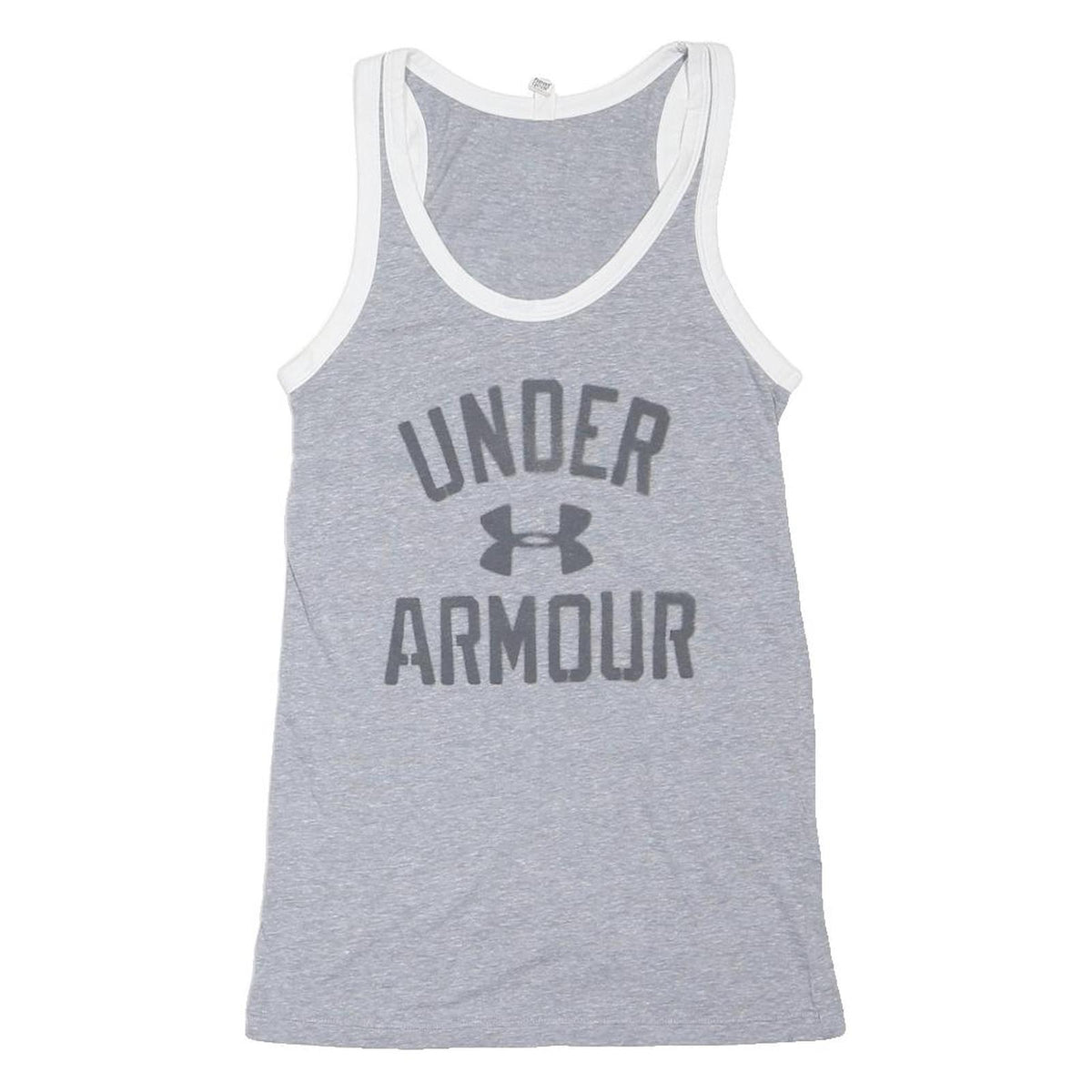 UNDER ARMOUR Mens Grey & White Graphic Vest XS Sleeveless Crew Neck Sports