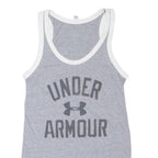 UNDER ARMOUR Mens Grey & White Graphic Vest XS Sleeveless Crew Neck Sports