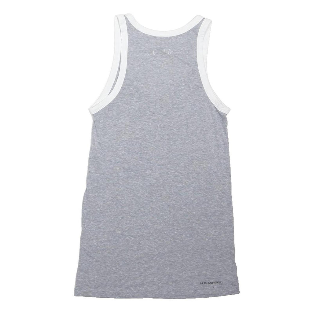 UNDER ARMOUR Mens Grey & White Graphic Vest XS Sleeveless Crew Neck Sports