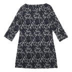 WHITE STUFF Womens Navy Blue & Cream Cotton Blend Day Dress Jacquard UK 10