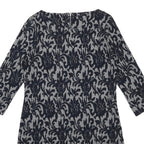 WHITE STUFF Womens Navy Blue & Cream Cotton Blend Day Dress Jacquard UK 10