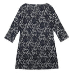 WHITE STUFF Womens Navy Blue & Cream Cotton Blend Day Dress Jacquard UK 10