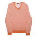 MICHAEL KORS Womens Orange Plain Cotton Jumper V-Neck Basic Knit M Lightweight