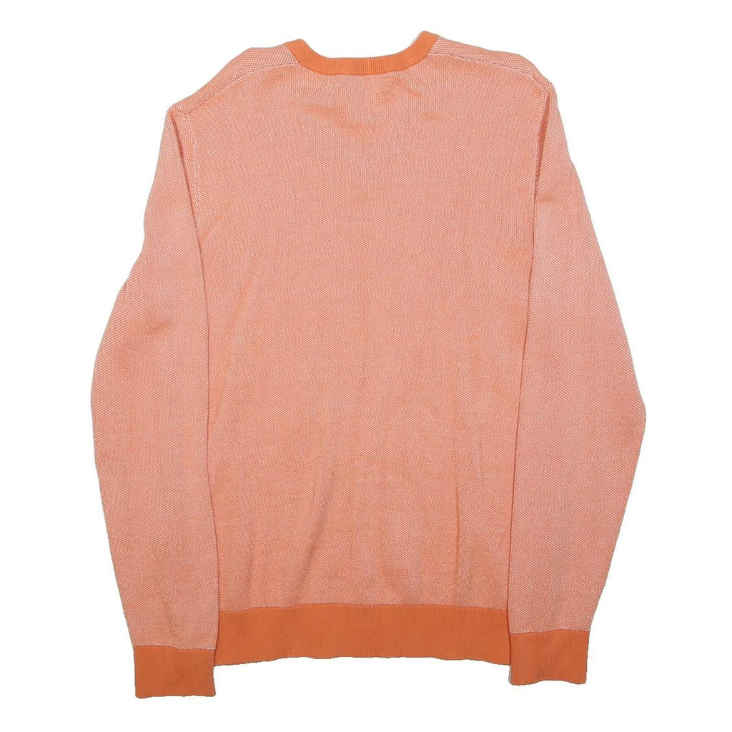 MICHAEL KORS Womens Orange Plain Cotton Jumper V-Neck Basic Knit M Lightweight