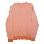 MICHAEL KORS Womens Orange Plain Cotton Jumper V-Neck Basic Knit M Lightweight