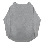 Womens Grey Plain Jumper Round Neck Basic Knit L Casual Comfort Lightweight