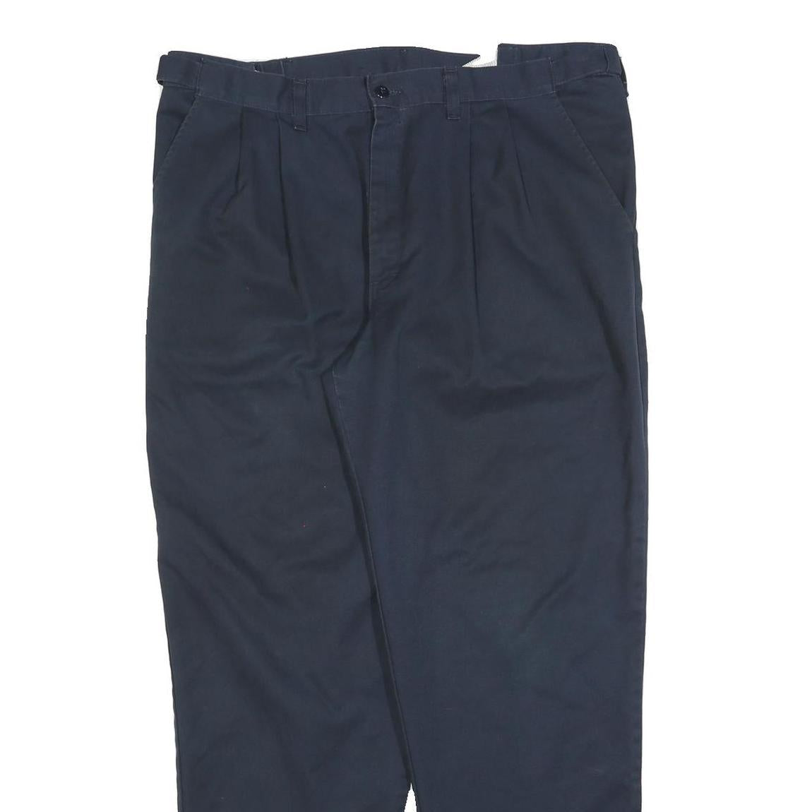 DICKIES Mens Cotton Blend Navy Regular Fit Straight Leg Trousers W38 L30