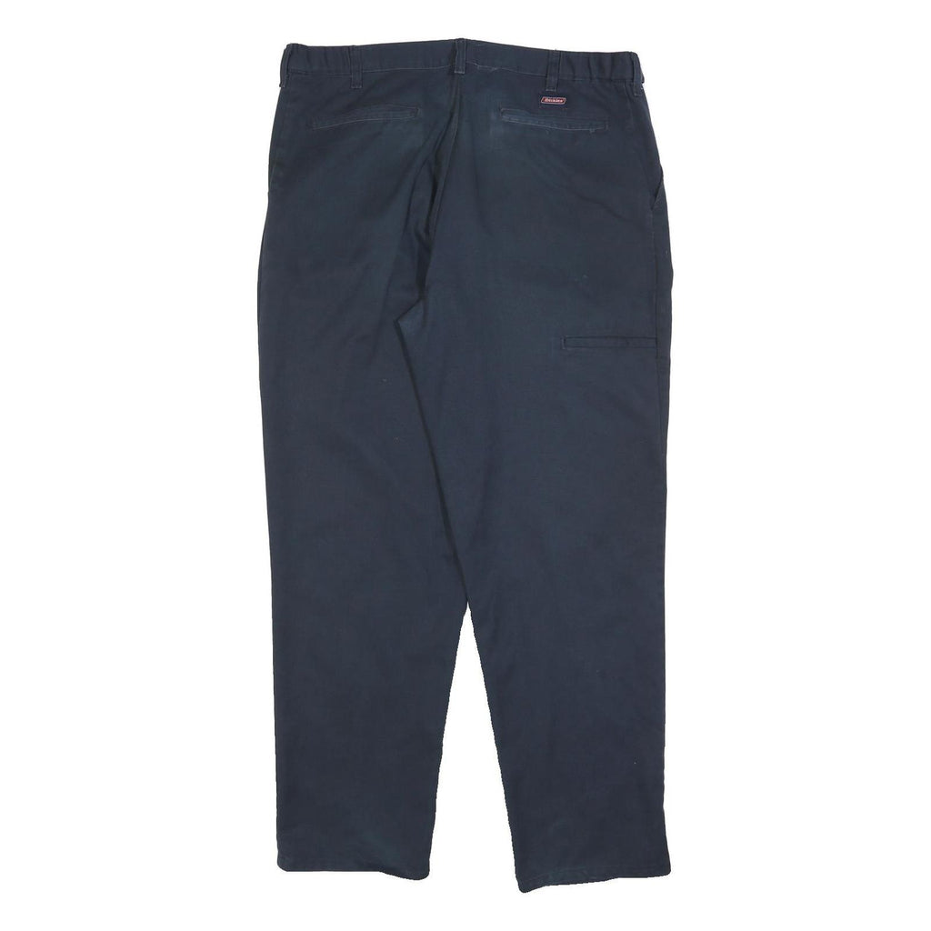 DICKIES Mens Cotton Blend Navy Regular Fit Straight Leg Trousers W38 L30