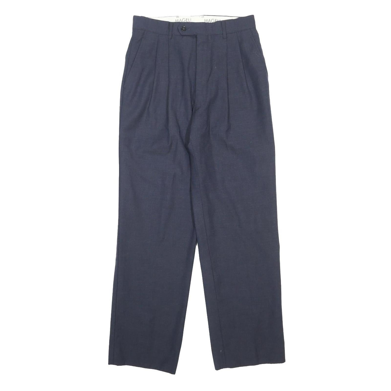 MAGELLAN Womens Navy Regular Fit Straight Leg Trousers W27 L27 Classic Smart