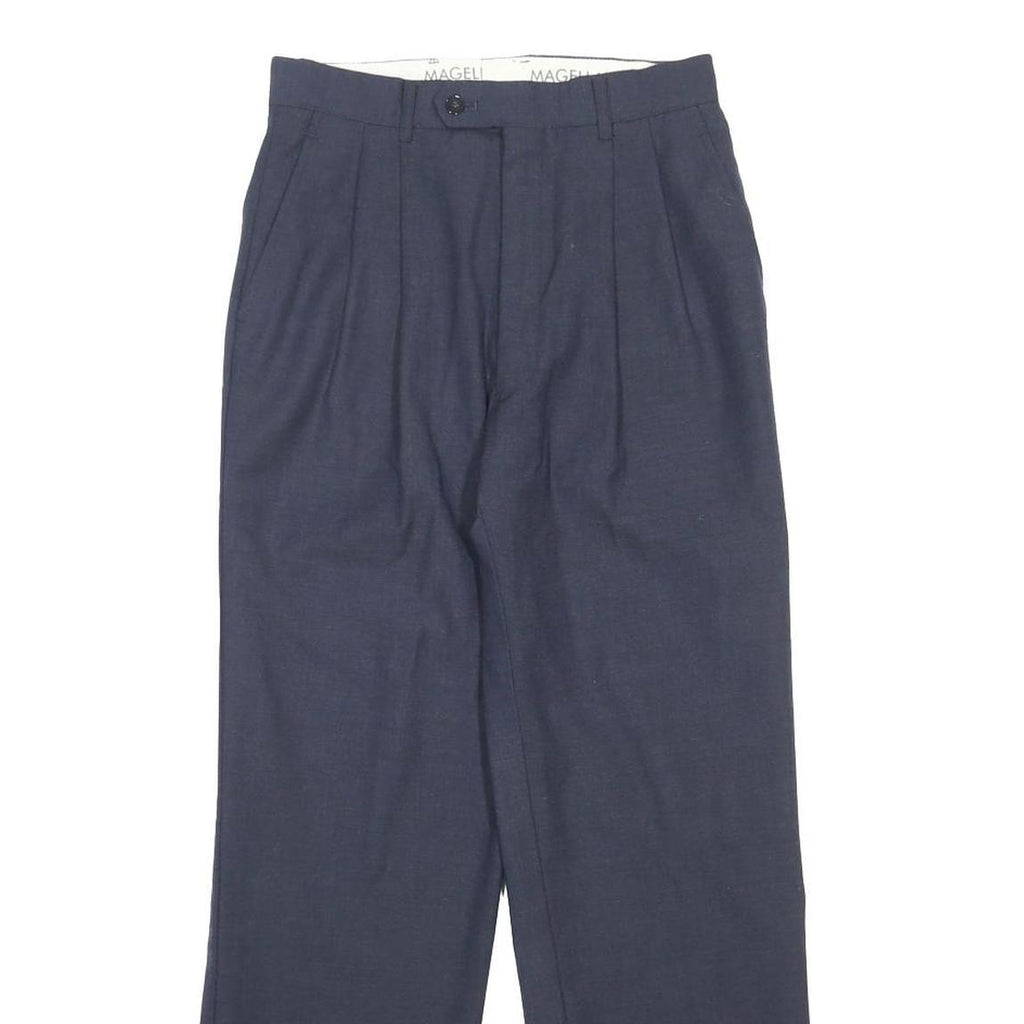 MAGELLAN Womens Navy Regular Fit Straight Leg Trousers W27 L27 Classic Smart