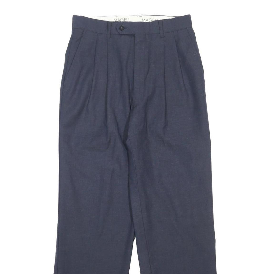 MAGELLAN Womens Navy Regular Fit Straight Leg Trousers W27 L27 Classic Smart