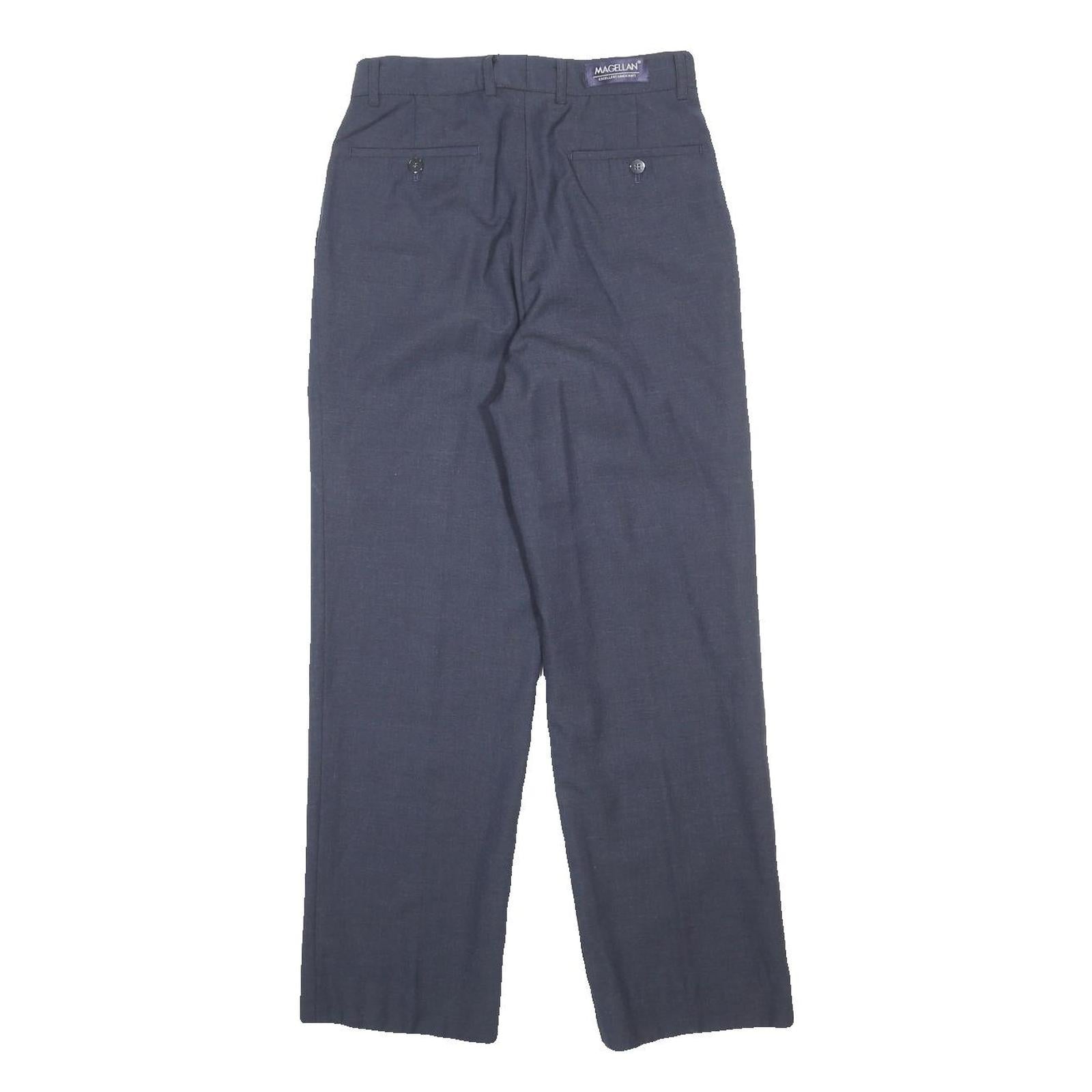 MAGELLAN Womens Navy Regular Fit Straight Leg Trousers W27 L27 Classic Smart