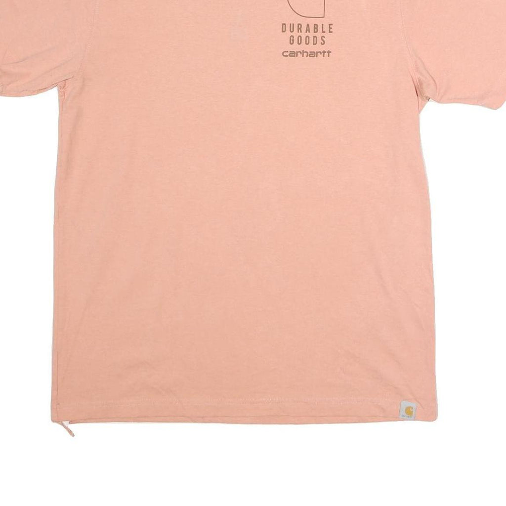 CARHARTT Mens Pink T-Shirt M Short Sleeve Crew Neck Durable Goods Print Cotton