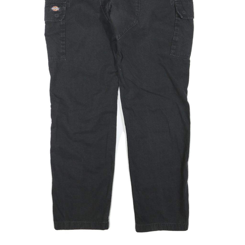 DICKIES Mens Black Regular Straight Denim W34 L30 Cargo Workwear Zip Pocket