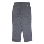 DICKIES Mens Polyester Blend Grey Regular Cargo Trousers W34 L30 Workwear Zip