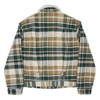 LEVI'S Type 1 Sherpa Trucker Mens Green & Beige Checked Jacket M Sherpa Collar