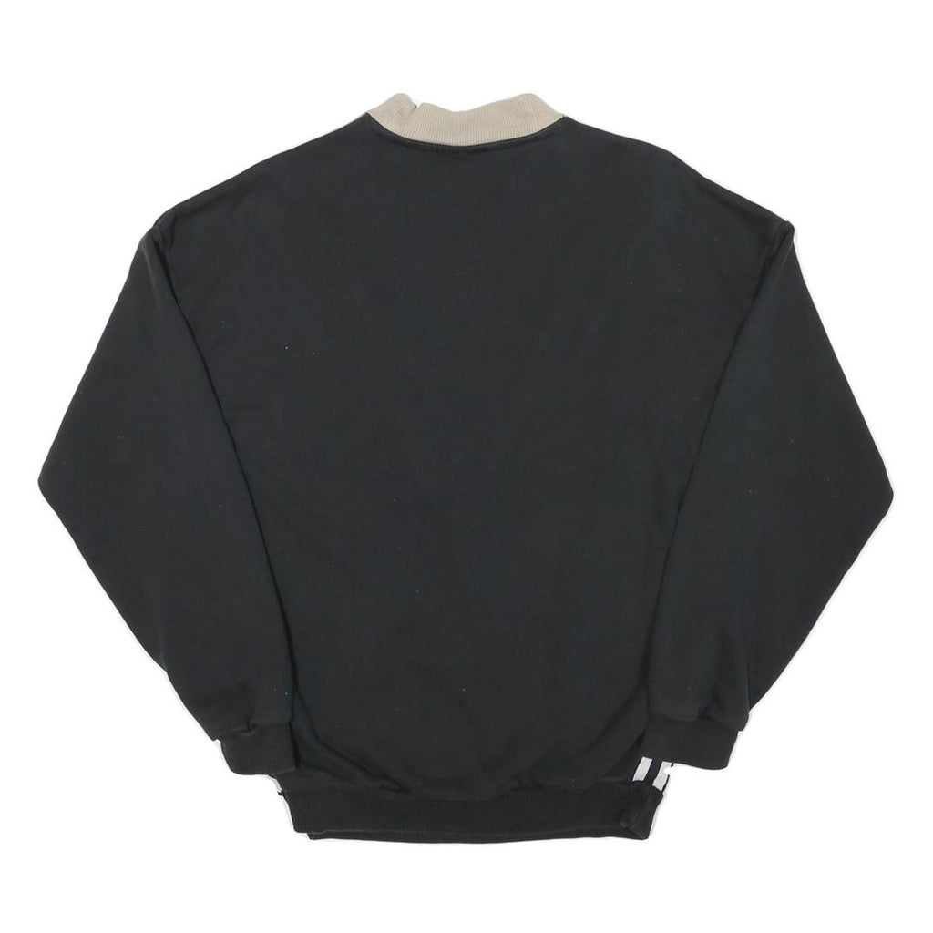 ADIDAS Womens Black & Beige V Panel Crew Neck UK 10 Sweatshirt Cotton Blend