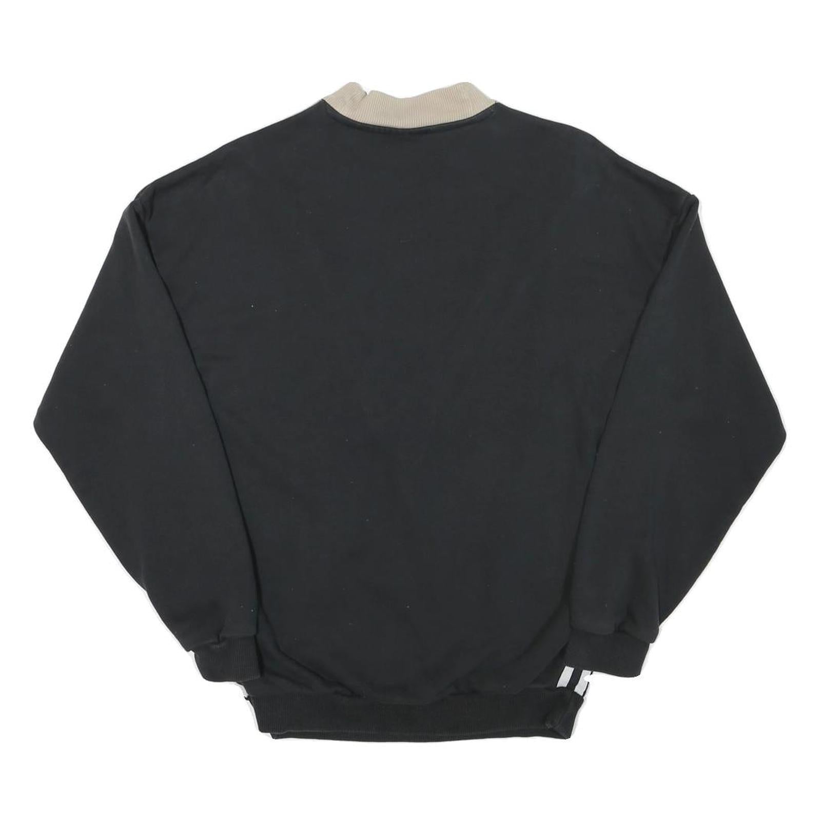 ADIDAS Womens Black & Beige V Panel Crew Neck UK 10 Sweatshirt Cotton Blend