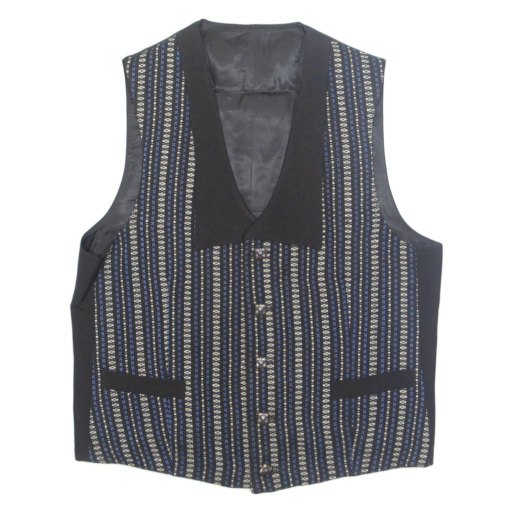 Womens Printed Waistcoat Black V-Neck Sleeveless Striped XL