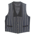 Womens Printed Waistcoat Black V-Neck Sleeveless Striped XL
