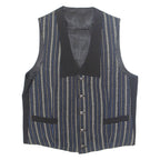 Womens Printed Waistcoat Black V-Neck Sleeveless Striped XL