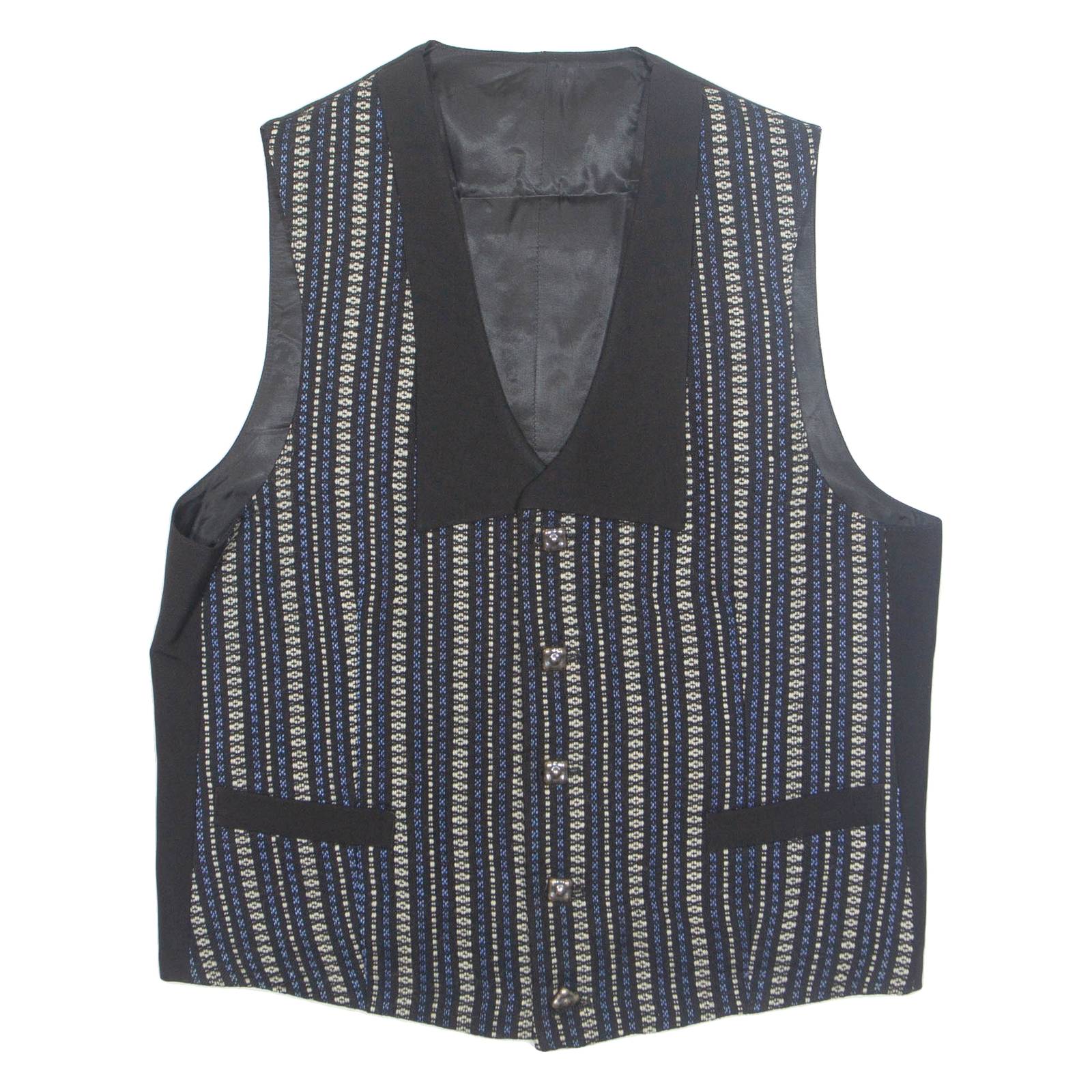 Womens Printed Waistcoat Black V-Neck Sleeveless Striped XL