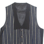 Womens Printed Waistcoat Black V-Neck Sleeveless Striped XL