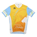 VOLEA Mens Yellow & Blue Modern T-Shirt M Short Sleeve Zip Neck Cycling Jersey