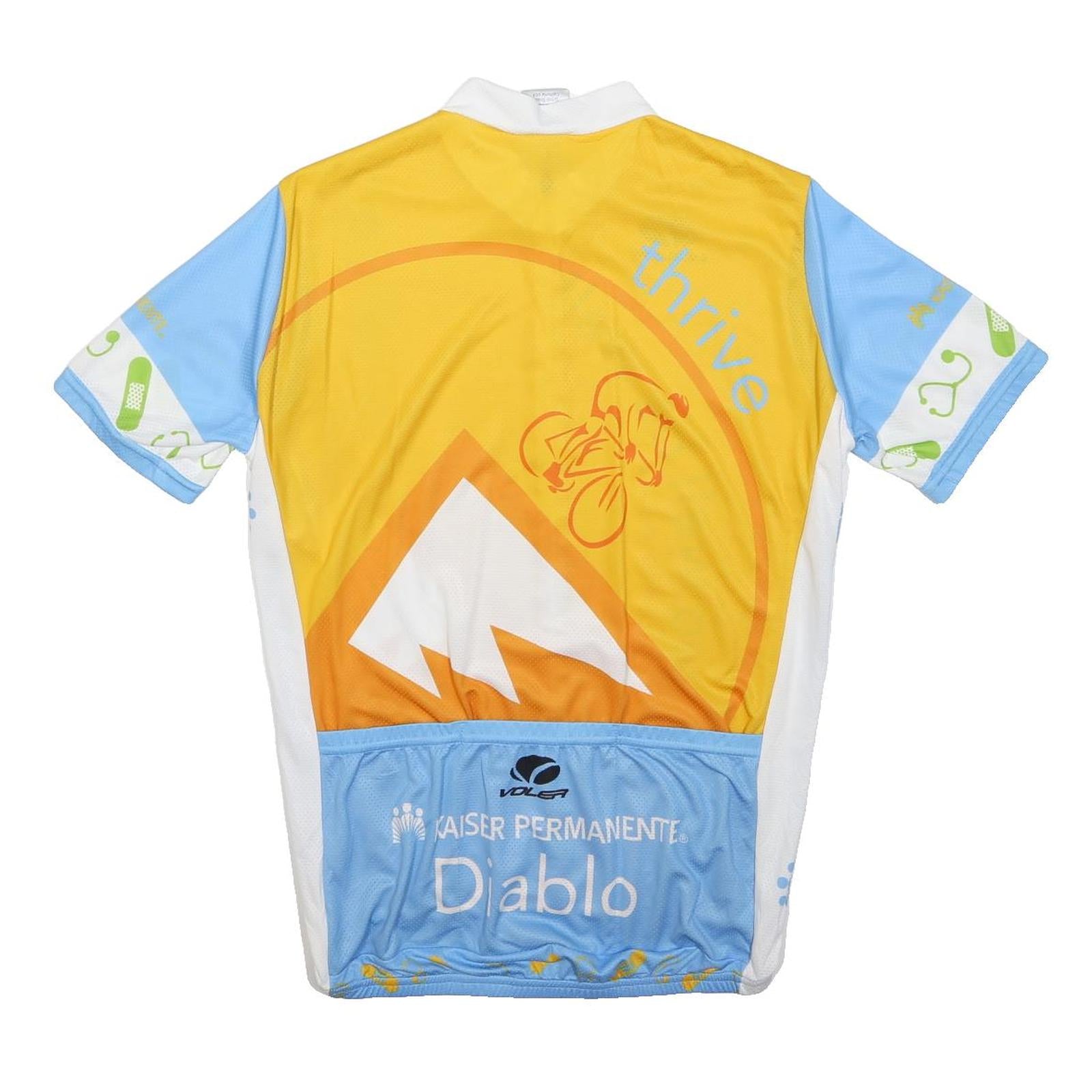 VOLEA Mens Yellow & Blue Modern T-Shirt M Short Sleeve Zip Neck Cycling Jersey