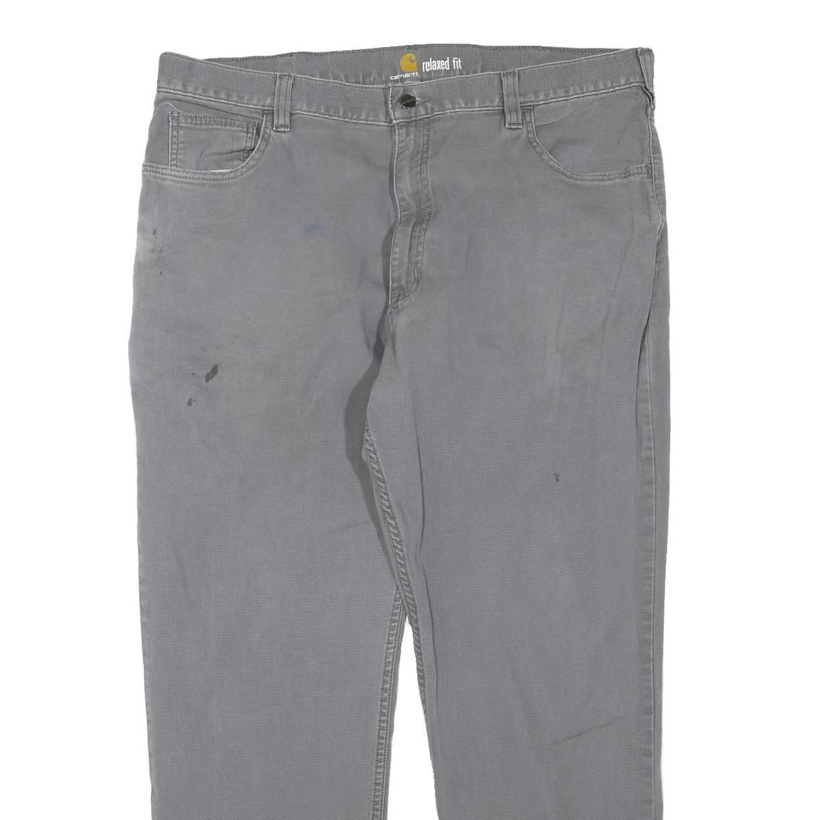 CARHARTT Mens Grey Regular Fit Straight Denim Jeans W40 L32 Workwear Zip