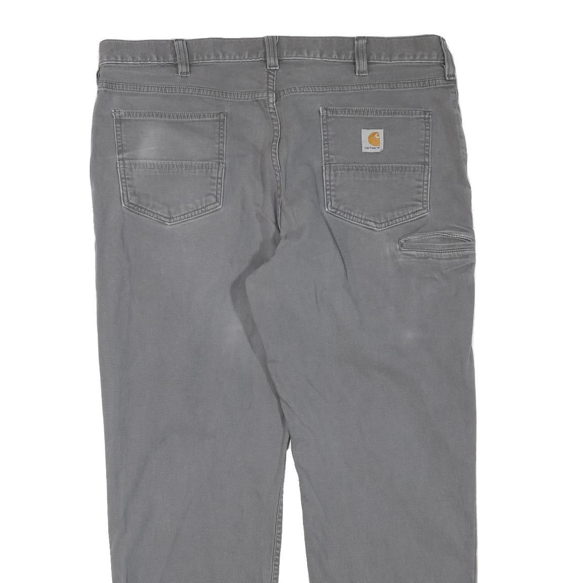 CARHARTT Mens Grey Regular Fit Straight Denim Jeans W40 L32 Workwear Zip