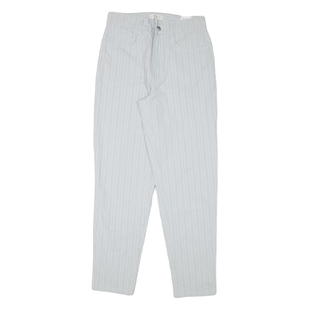 MAC Womens Cotton Blend White Pinstripe Relaxed Straight Trousers W28 L30