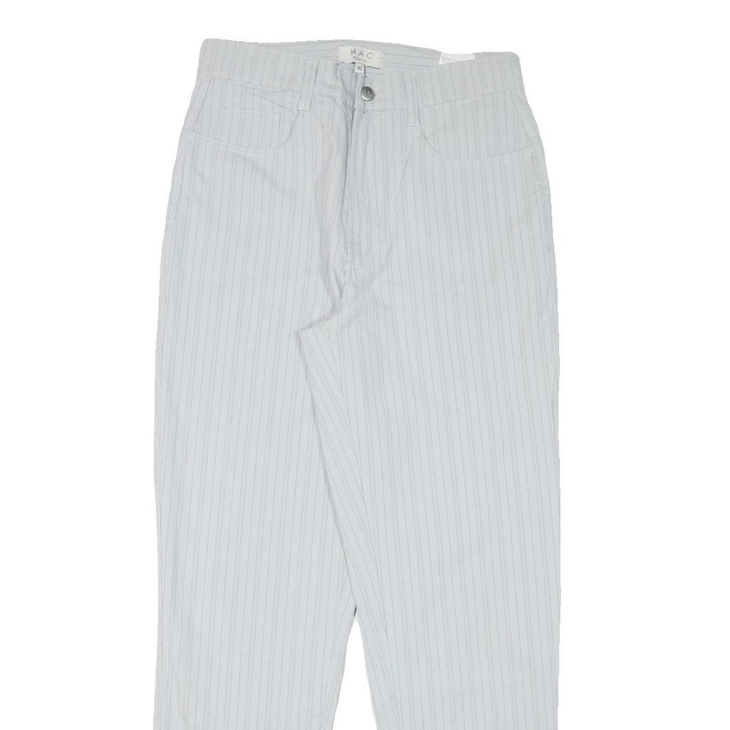 MAC Womens Cotton Blend White Pinstripe Relaxed Straight Trousers W28 L30