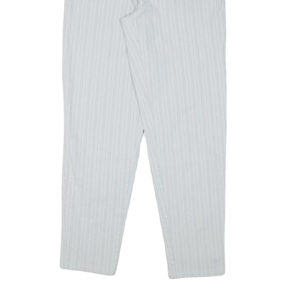 MAC Womens Cotton Blend White Pinstripe Relaxed Straight Trousers W28 L30