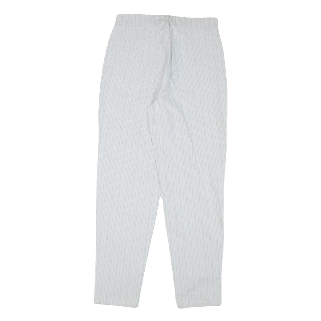 MAC Womens Cotton Blend White Pinstripe Relaxed Straight Trousers W28 L30