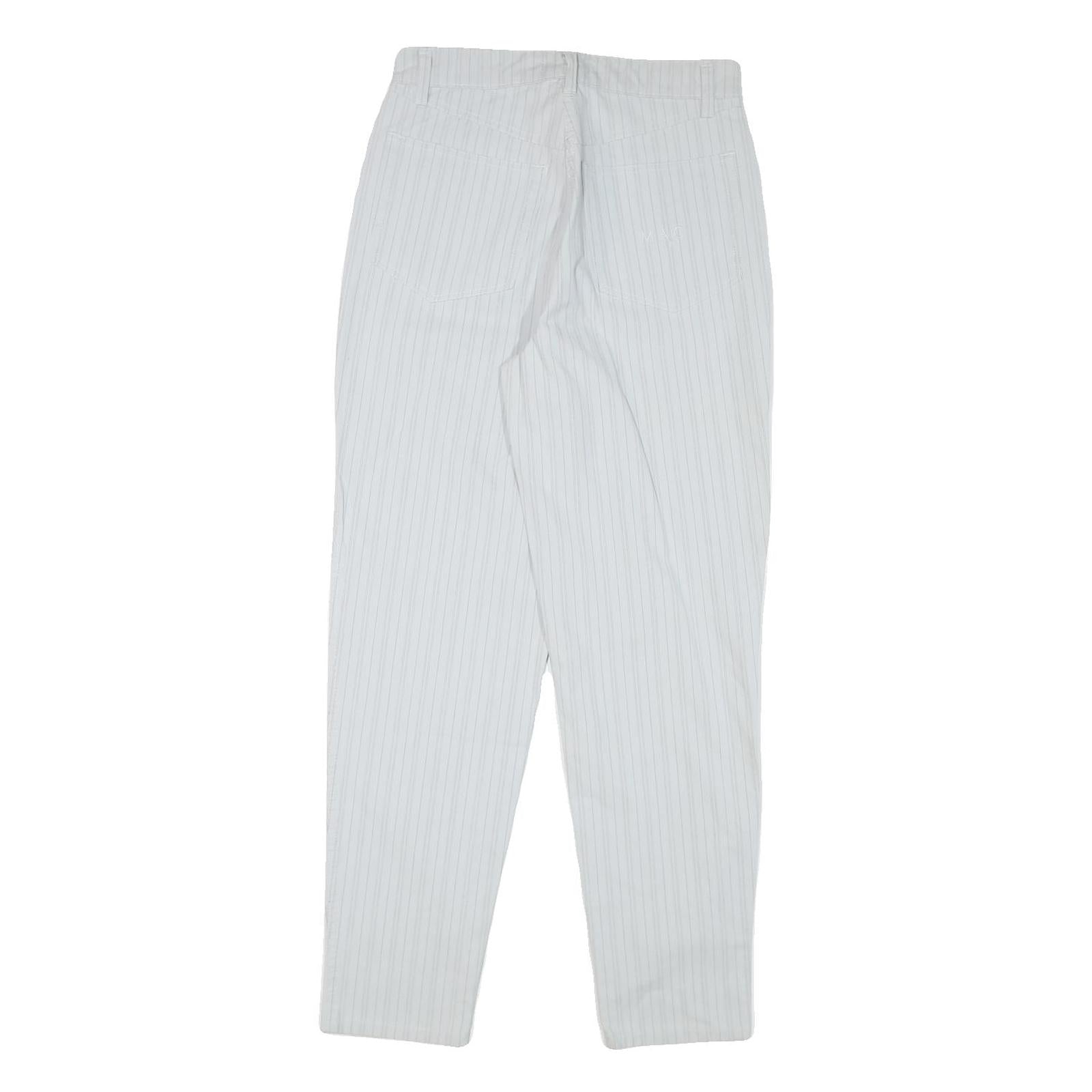 MAC Womens Cotton Blend White Pinstripe Relaxed Straight Trousers W28 L30